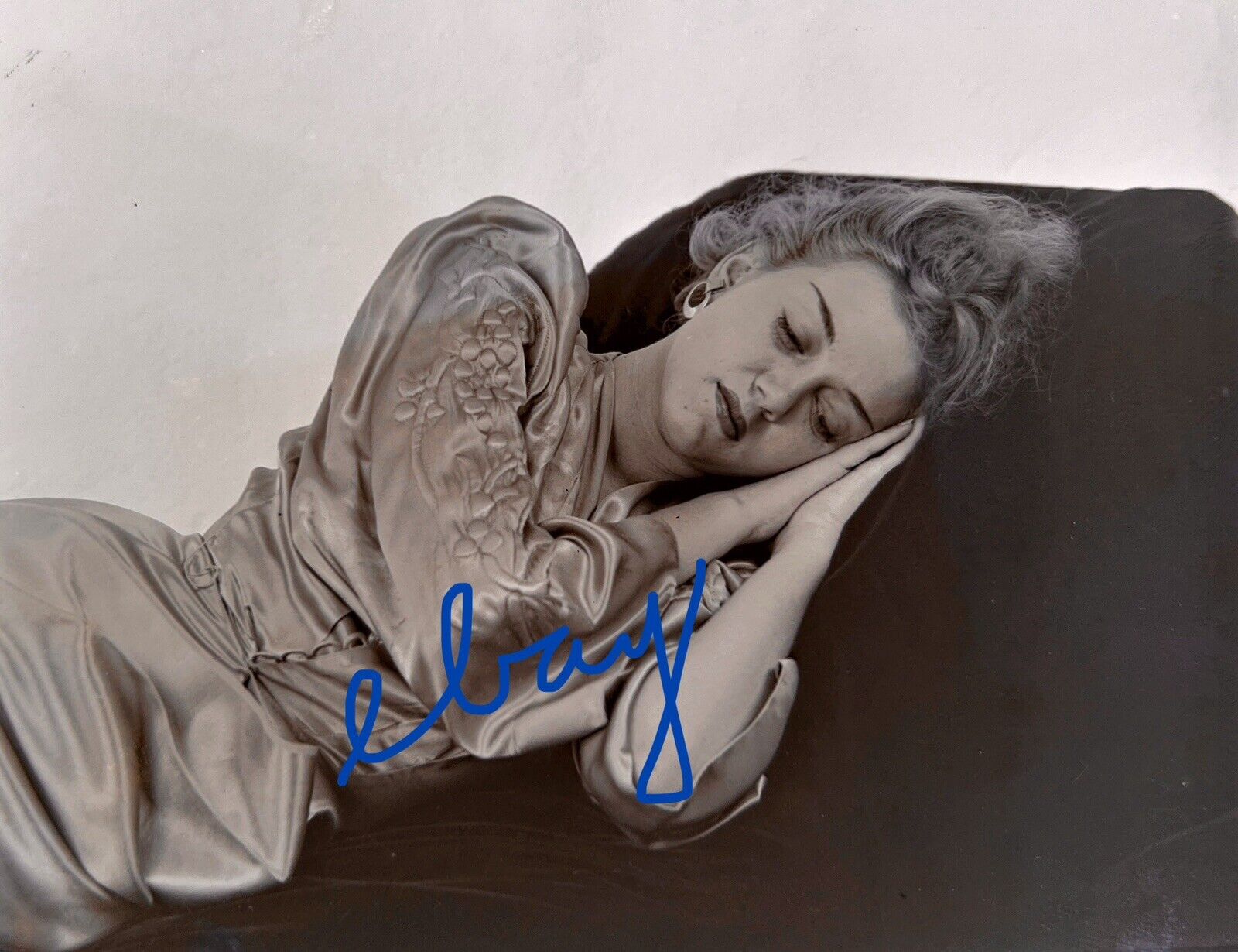 VTG 1940s Beautiful Woman Sleeping Fainting Couch Silk Dress Photo Negative