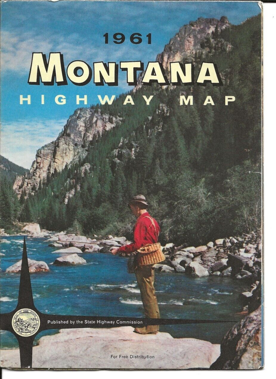 Vintage 1961 Montana Official State Highway Department Road Map VG