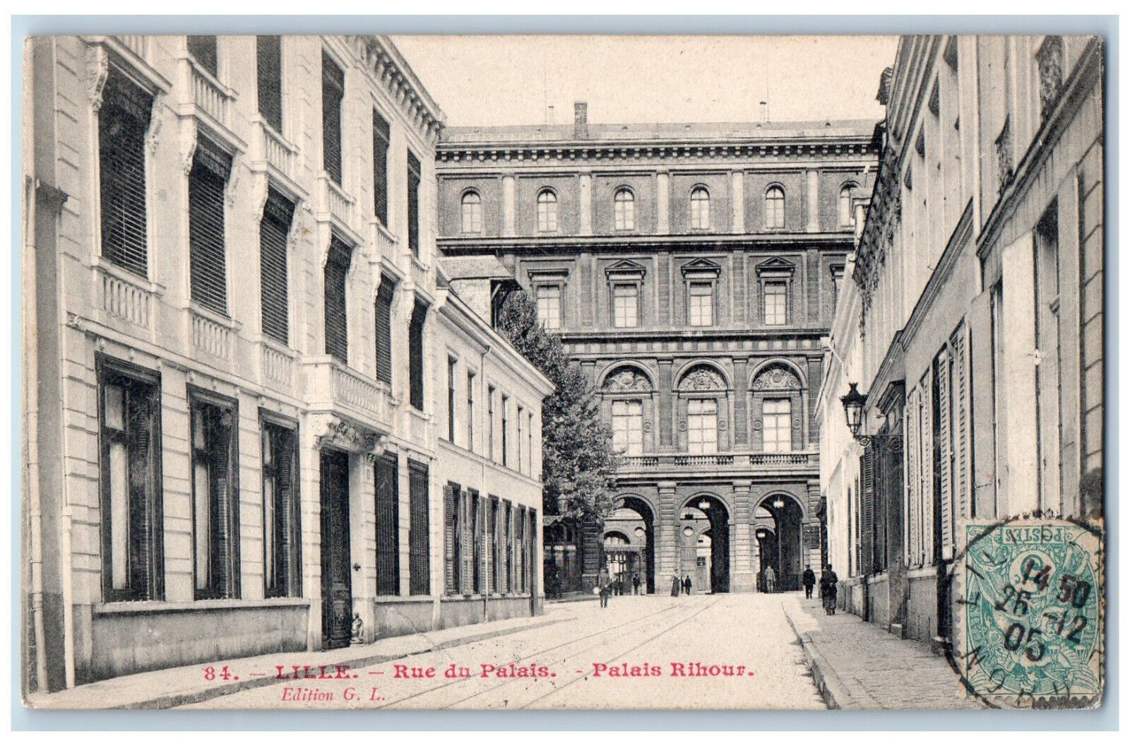 Lille Nord France Postcard Palace Street Gate Entrance 1905 Posted Antique