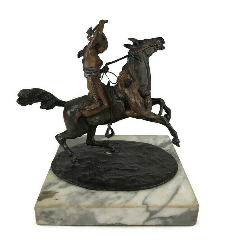 Vintage Cold Painted Bronze Warrior On Horse Signed Rodgers
