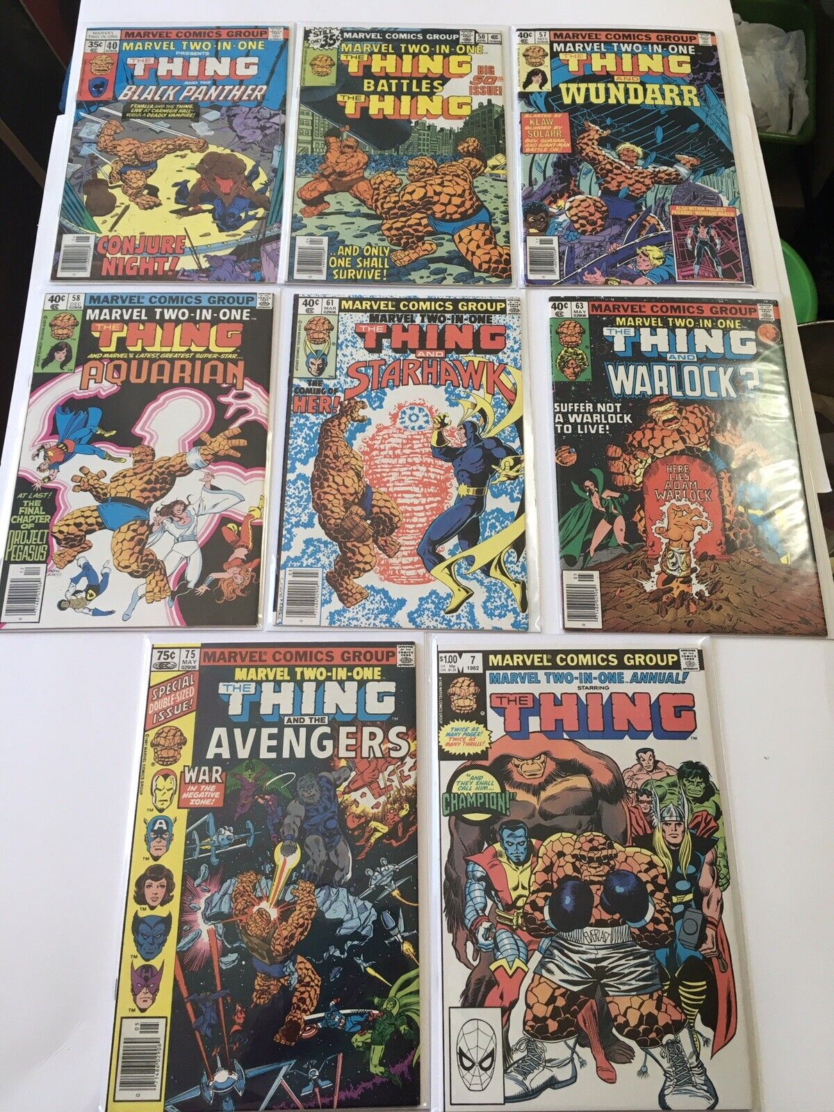 Marvel Two In One Comic Lot Of 8 40,50,57,58,61,63,75,annual 7