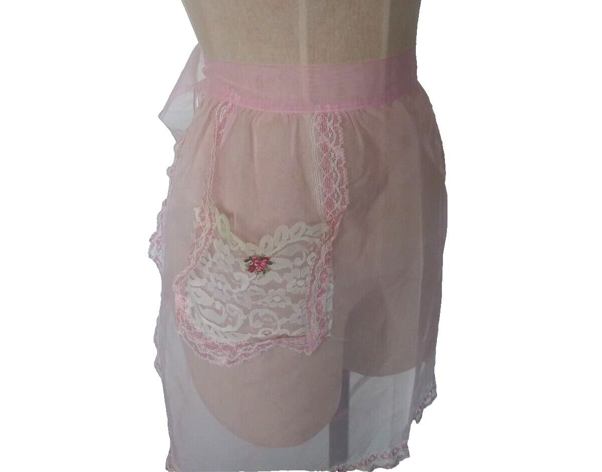 True Vintage 1950s Pink Organdy Half Slip Ruffled with bow in back