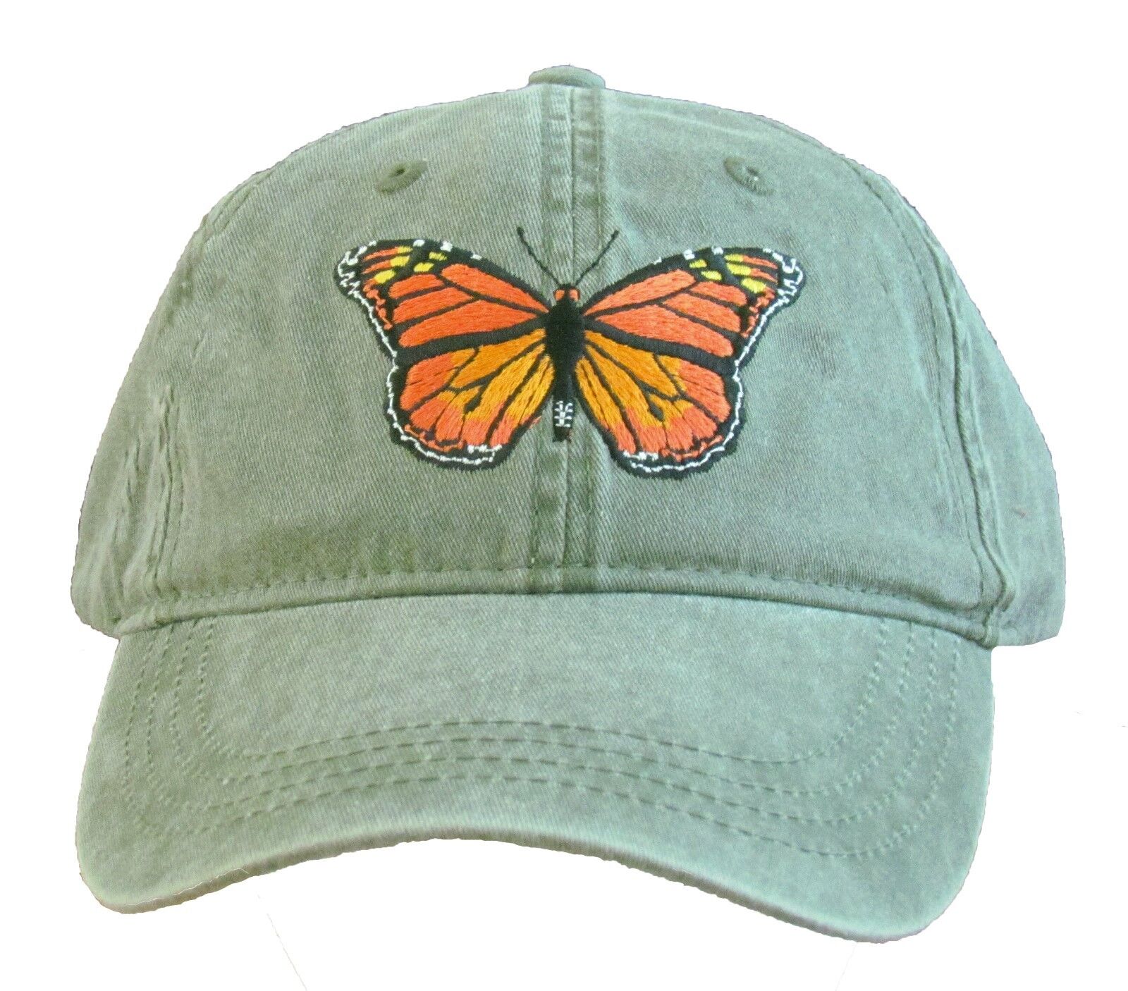 Monarch Butterfly Embroidered Cotton Cap NEW Hat