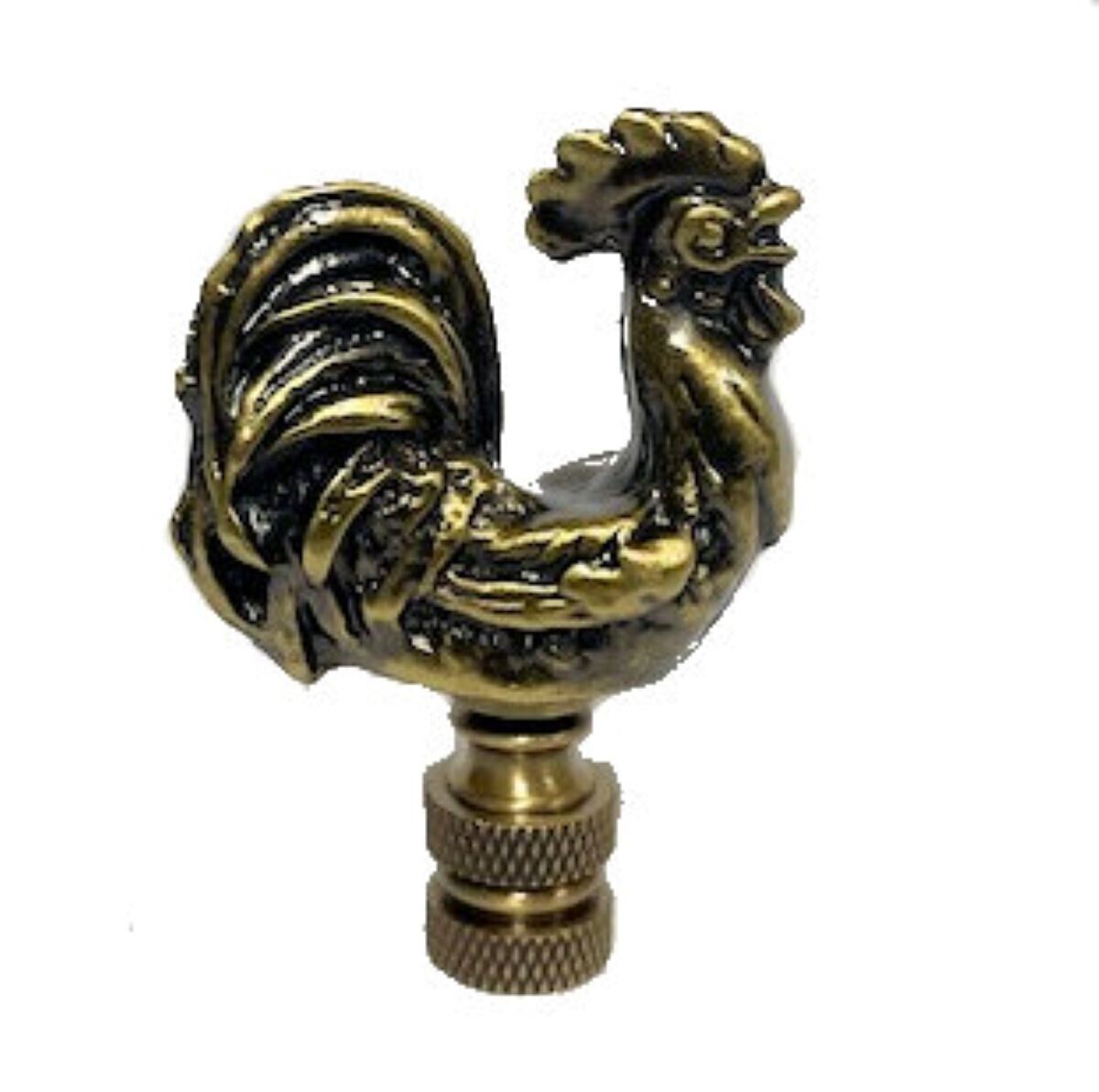 ROOSTER ANTIQUE BRASS LAMP SHADE FINIAL #117