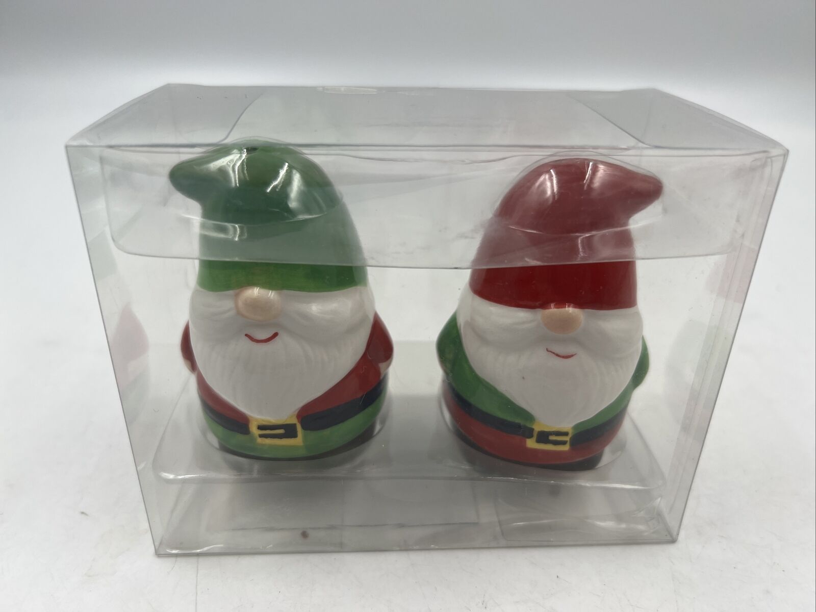 Sleigh Bell Ceramic Santa Gnome Salt & Peppers Shakers BB01B29013