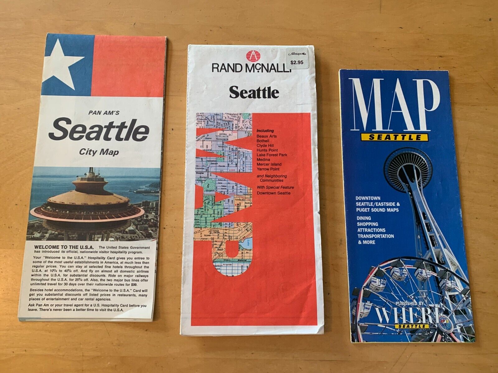 SEATTLE WASHINGTON VINTAGE ROAD CITY MAPS LOT OF 5 PREOWNED [T]