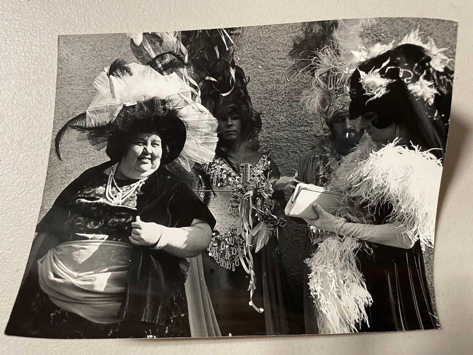 1960s Gay Interest Drag Queens Black & White Photograph Street Scene Amateur