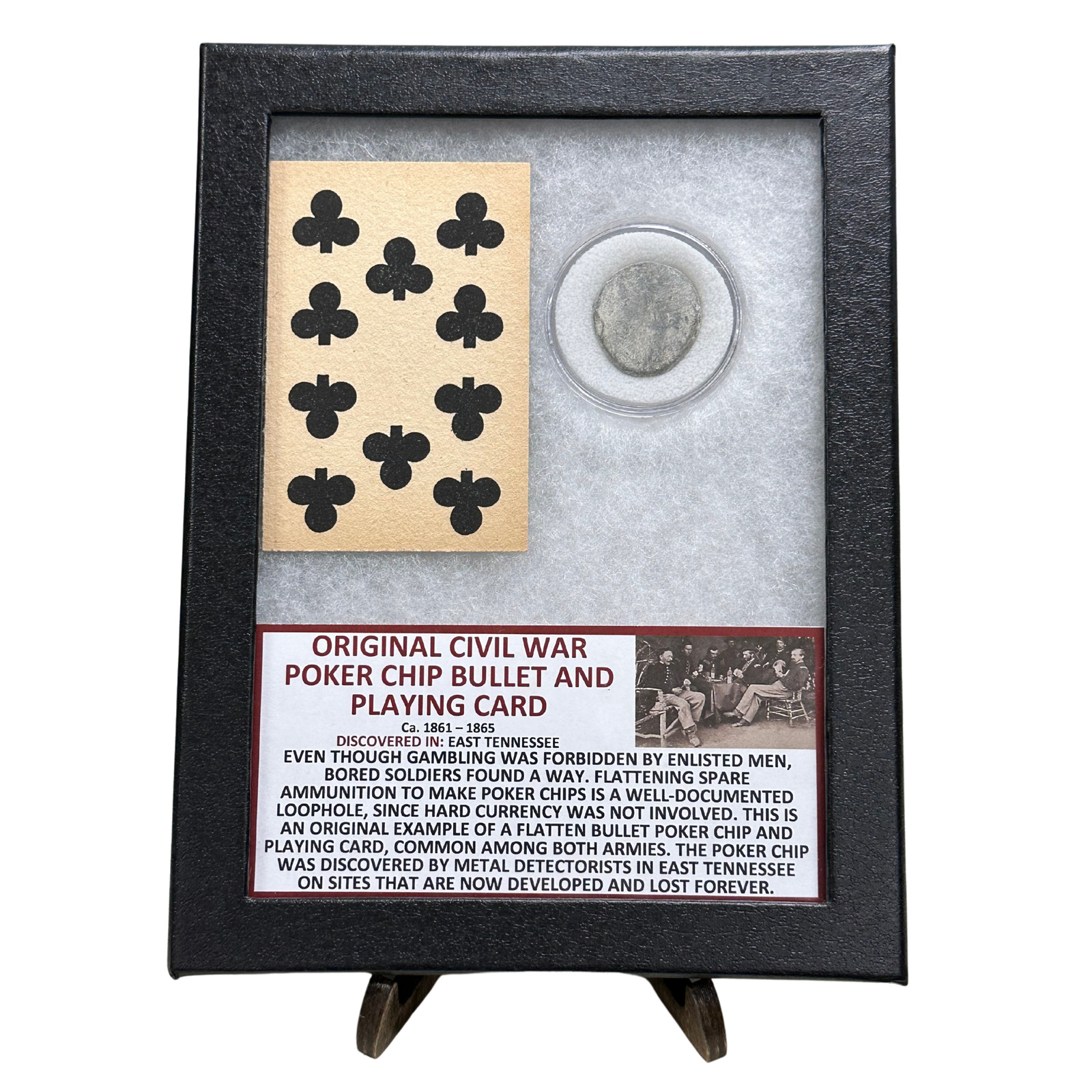Original Civil War Poker Chip Bullet & Playing Card