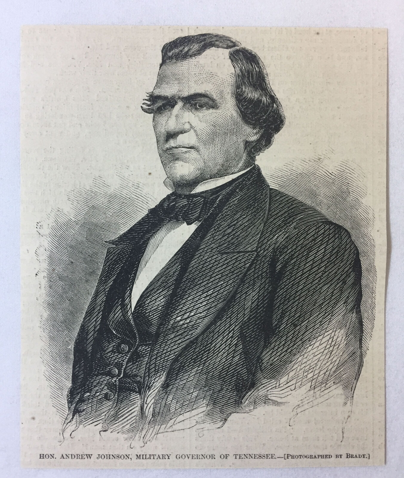 1862 magazine engraving~ ANDREW JOHNSON Military Governor Of Tennessee