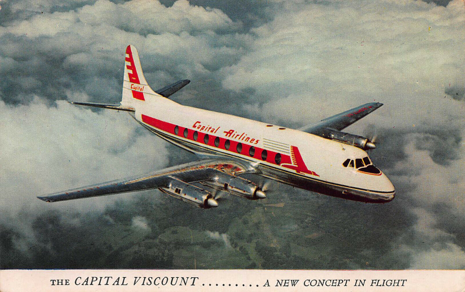 The Capitol Viscount Turbo Prop, Circa 1950's Postcard, Unused
