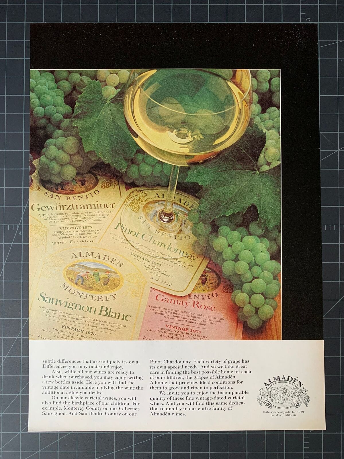 Vintage 1979 Almaden Wine Print Ad