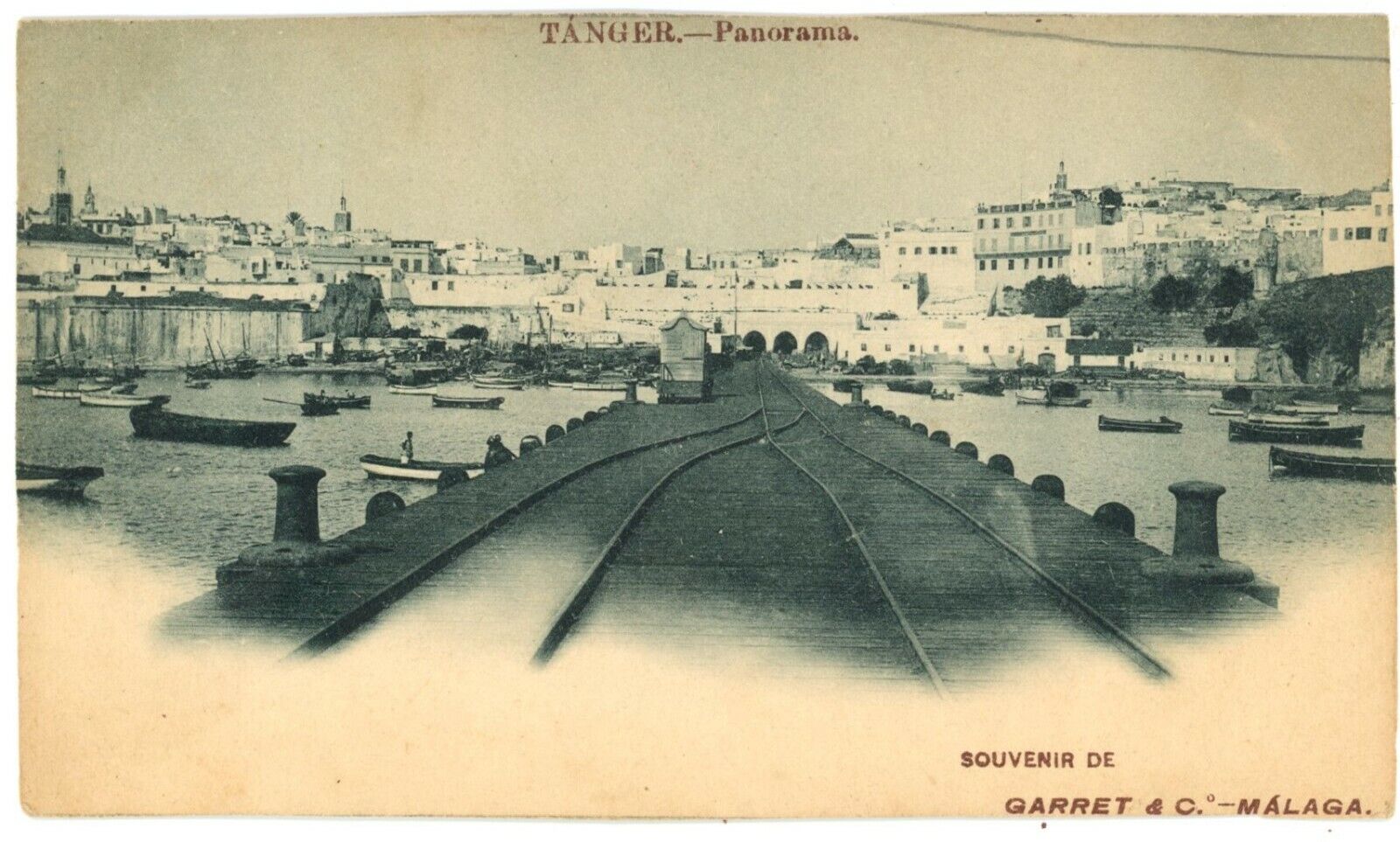 View Of Boats Docked In Port And Railway, Panorama Of Tangier, Morocco Postcard