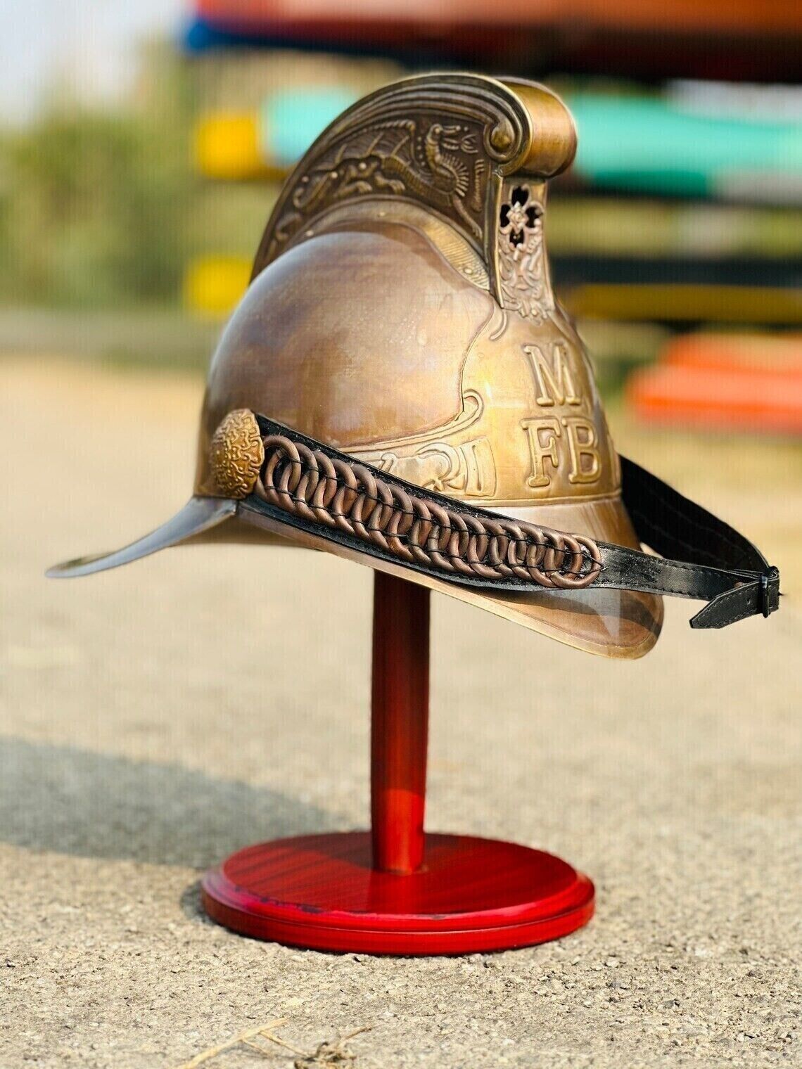 British Fire Cheif Victorian Helmet Napoleonic Authentic Brass Fireman Helmet