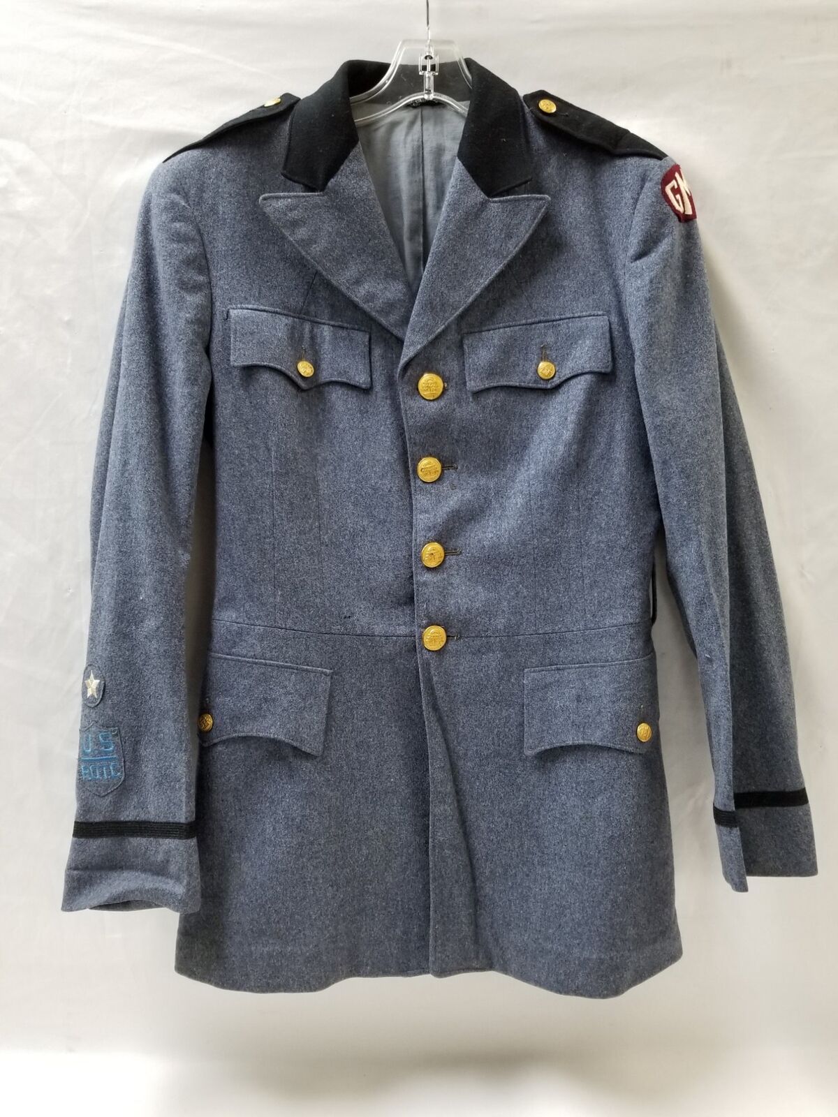 Vintage Jacob Reed's Sons Blue Military Academy Coat Jacket w/ ROTC Patches