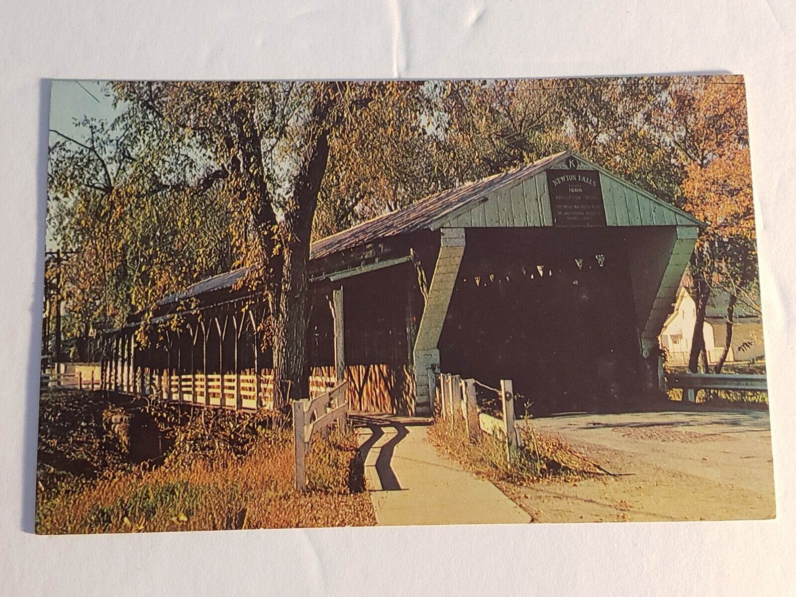 Newton Falls Ohio Covered Bridge Trumbull County Postcard #109