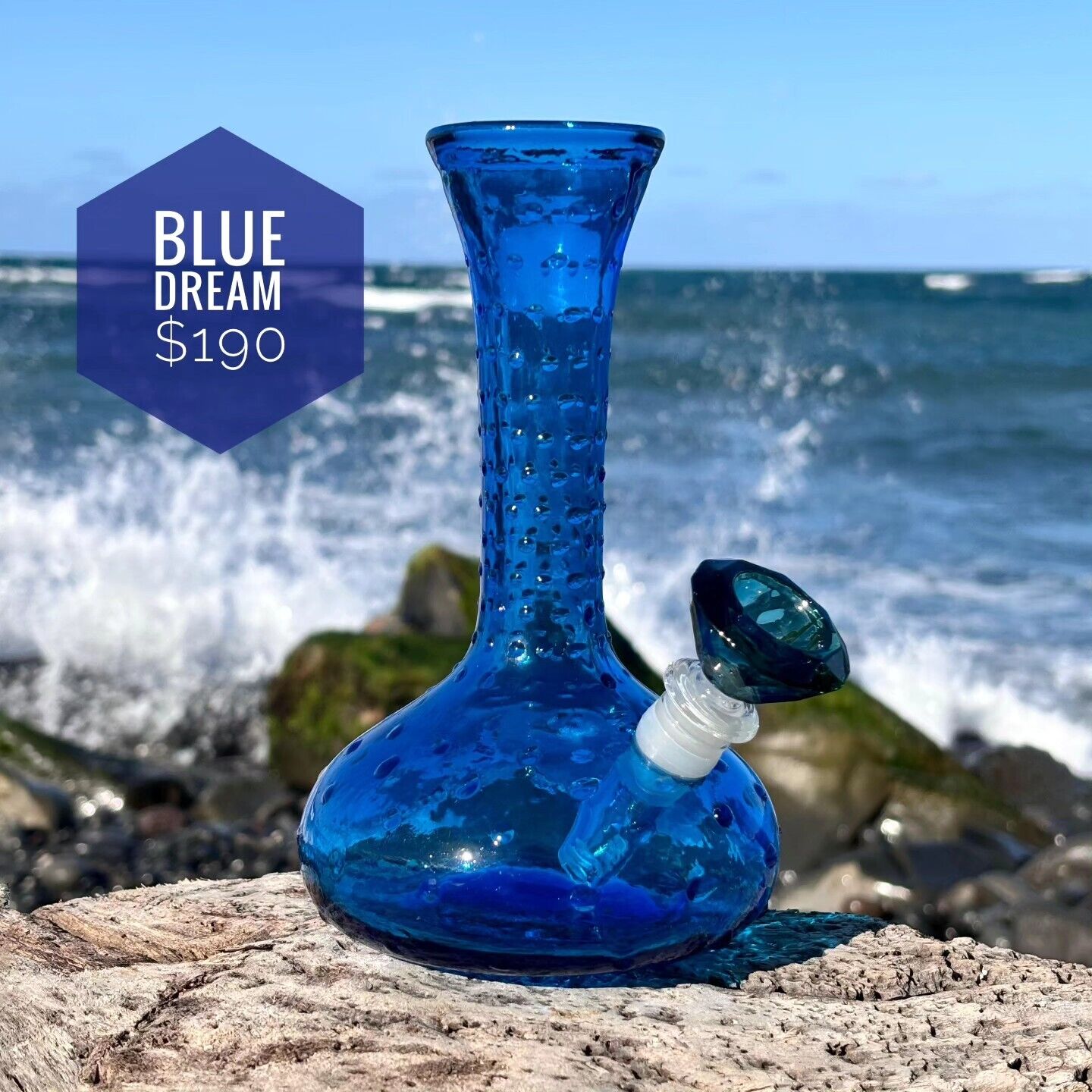 Vintage Upcycled Cobalt Glass Vase Bong