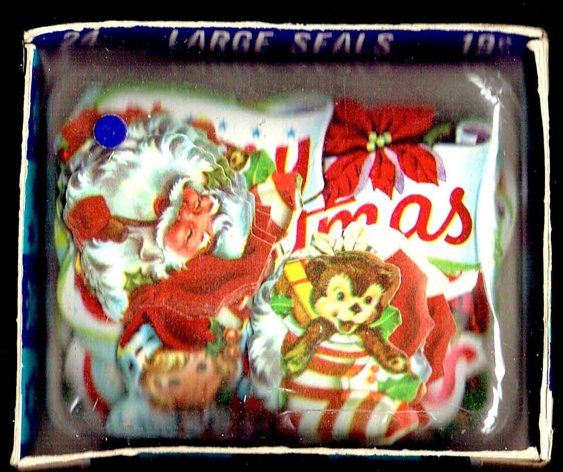Sealed Pack of 1950s Peck Christmas Seals - 24 pk