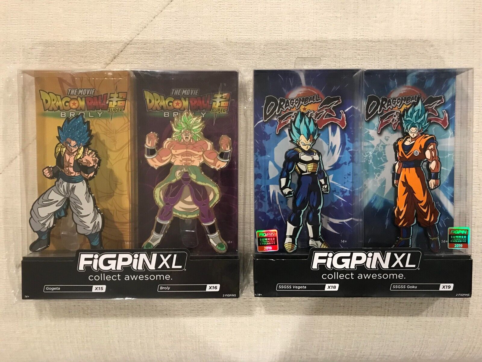 FiGPin XL Lot Dragon Ball Vegeta X18 Goku X19 Gogeta X15 Browly X16 - New/Locked