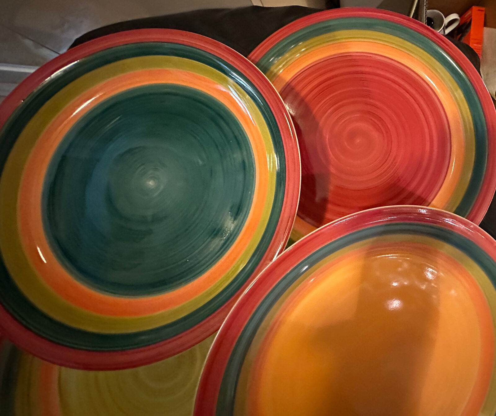 Dinner Plates Stoneware (4) Multi Color 10.5\