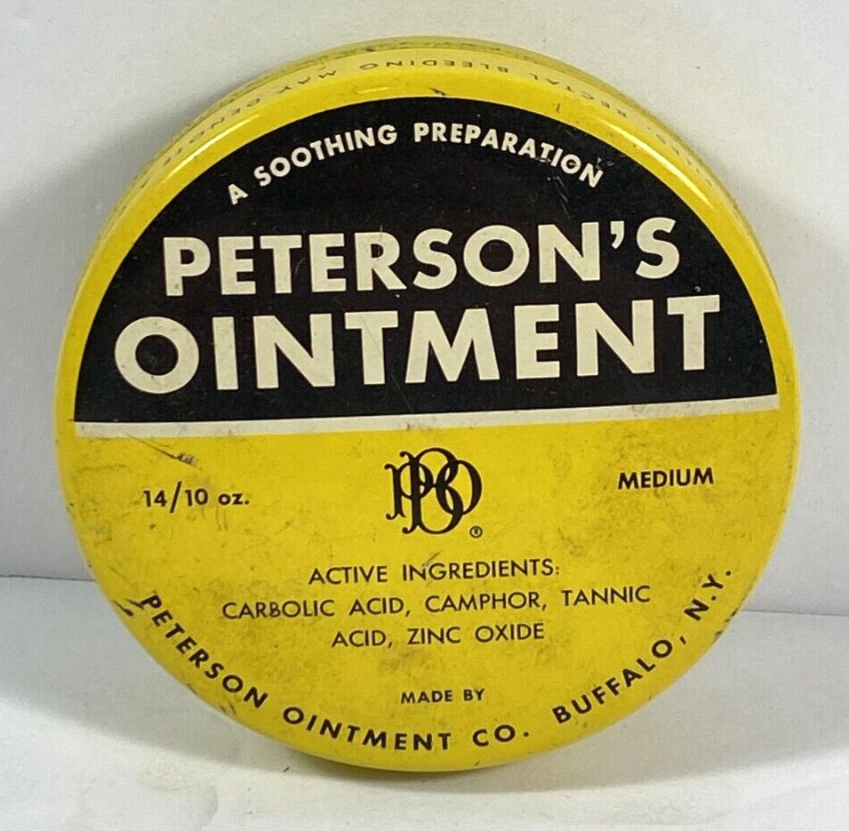 Vtg. Peterson\'s Ointment Tin Buffalo, NY USA Medium Medicine Ointment 14/10 oz