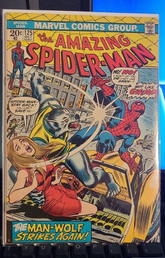 The Amazing Spider-Man #125 - 2nd App Man-Wolf - Oct 1973 - Marvel - Bag/Board