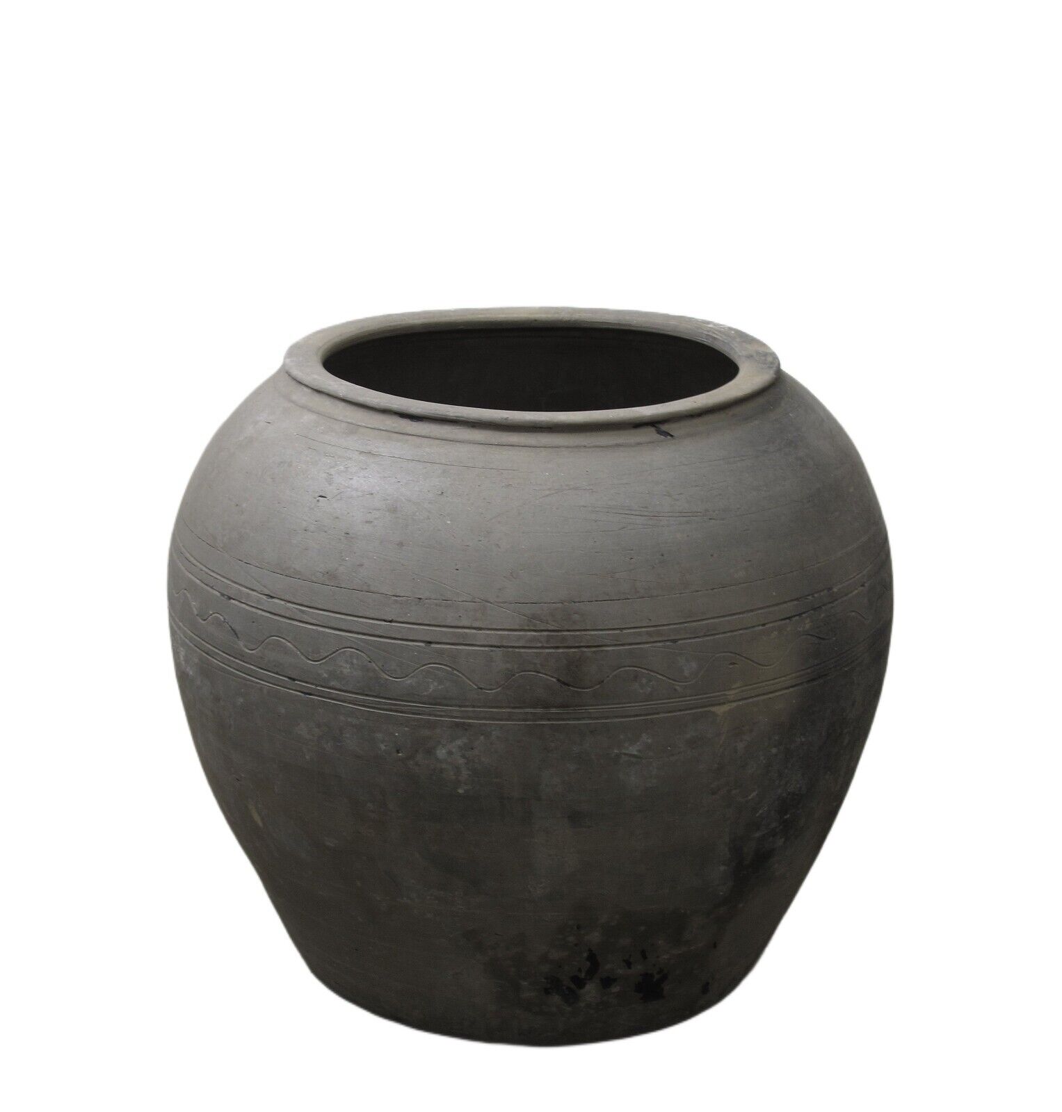 Large Black Grey Earthenware Planter Pot