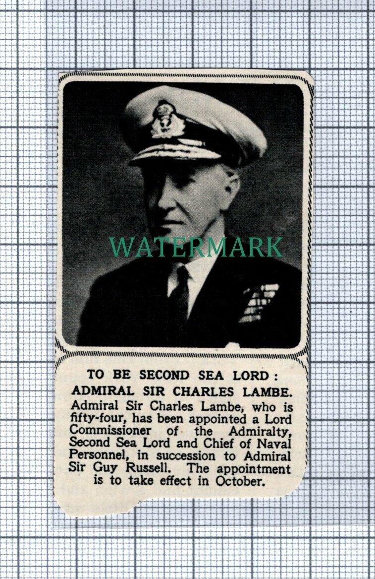 C4326) Admiral Sir Charles Lambe Second Sea Lord - 1955 News Cutting