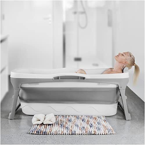 Portable Bathtub for Adult - Large 56'in Foldable Collapsible tub - Ergonomicall