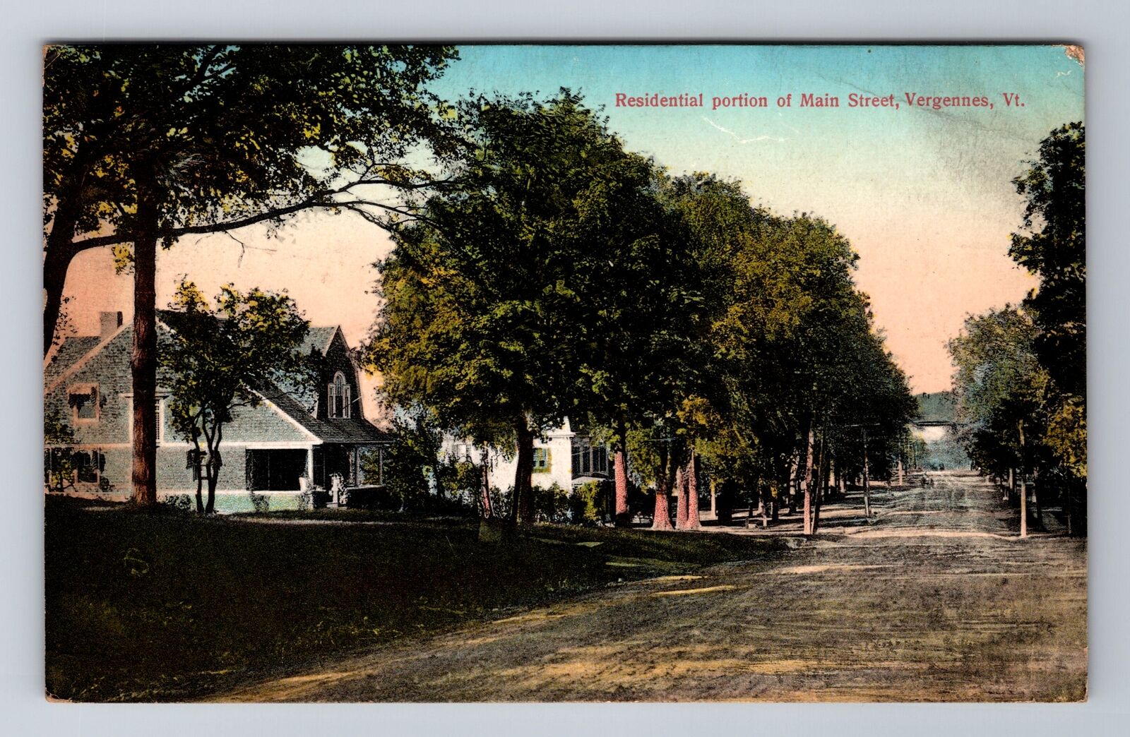 Vergennes VT-Vermont, Residential Portion Of Main Street Vintage c1911 Postcard