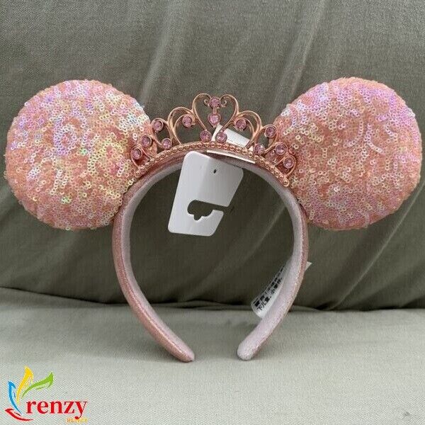 Pink Sequin Minnie Mouse Headband Disney Parks Ears Tiara Princess Crown