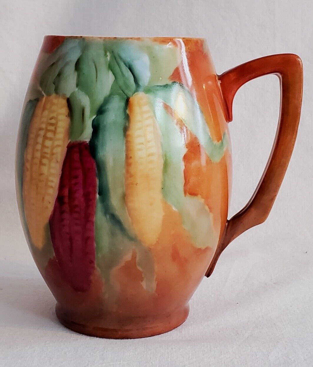 Antique Porcelain Hand Painted Corn Fall Colors  Tankard Mug Stein 5 \