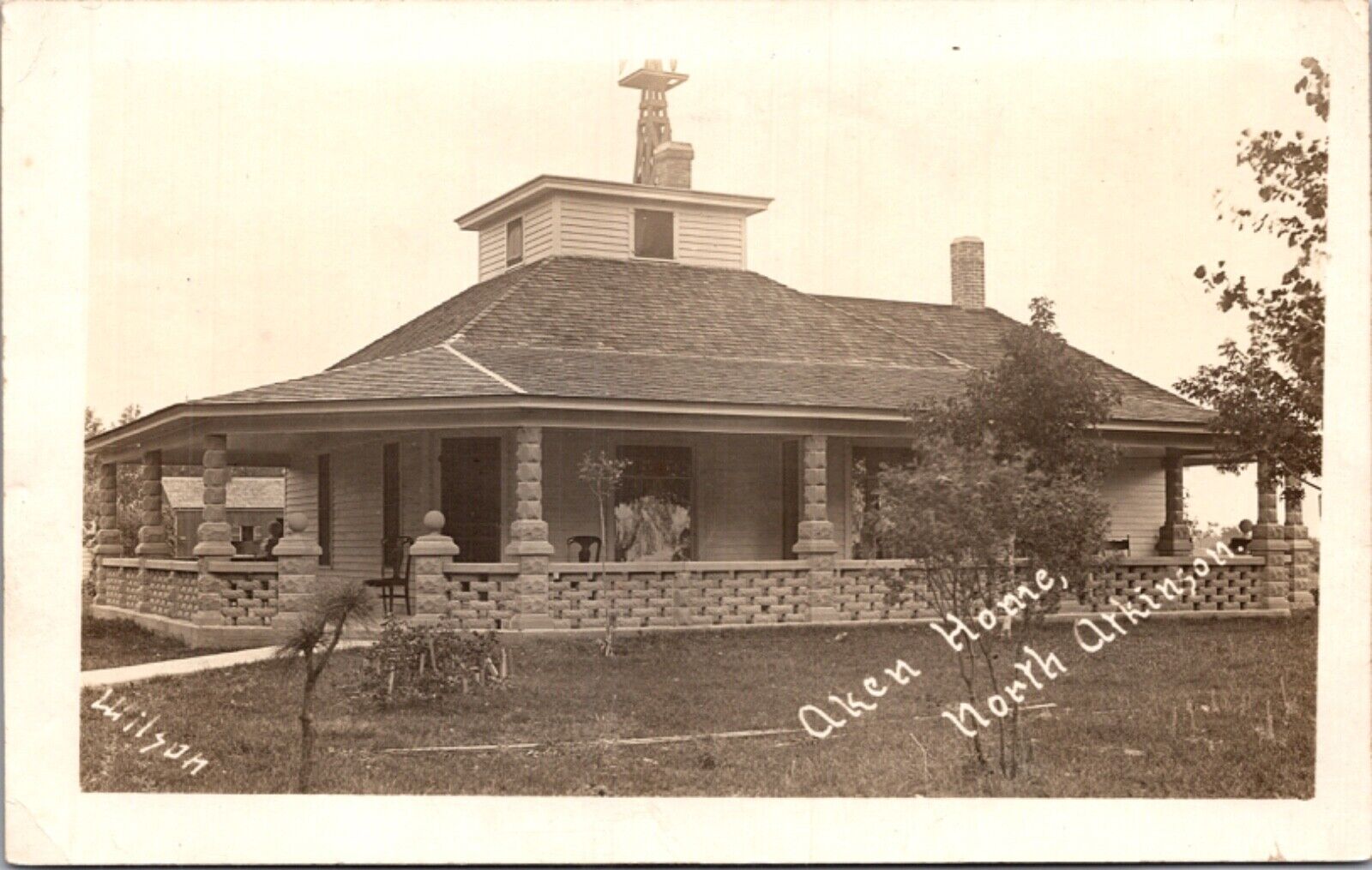 Wilson Real Photo Postcard Aken Home in North Atkinson, Nebraska