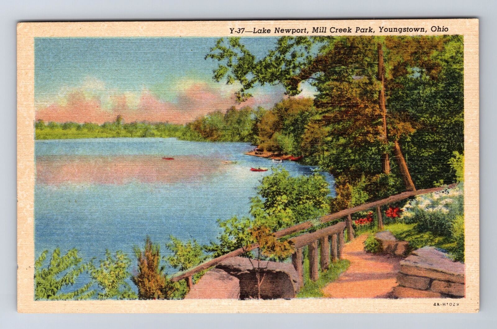 Youngstown OH- Ohio, Lake Newport, Mill Creek Park, Antique, Vintage Postcard