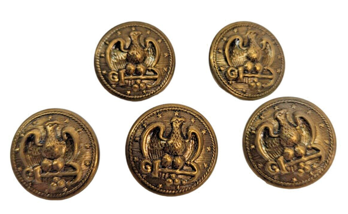 Antique Eagle Crest Cuff Button Unmarked Nice Condition lot of 5