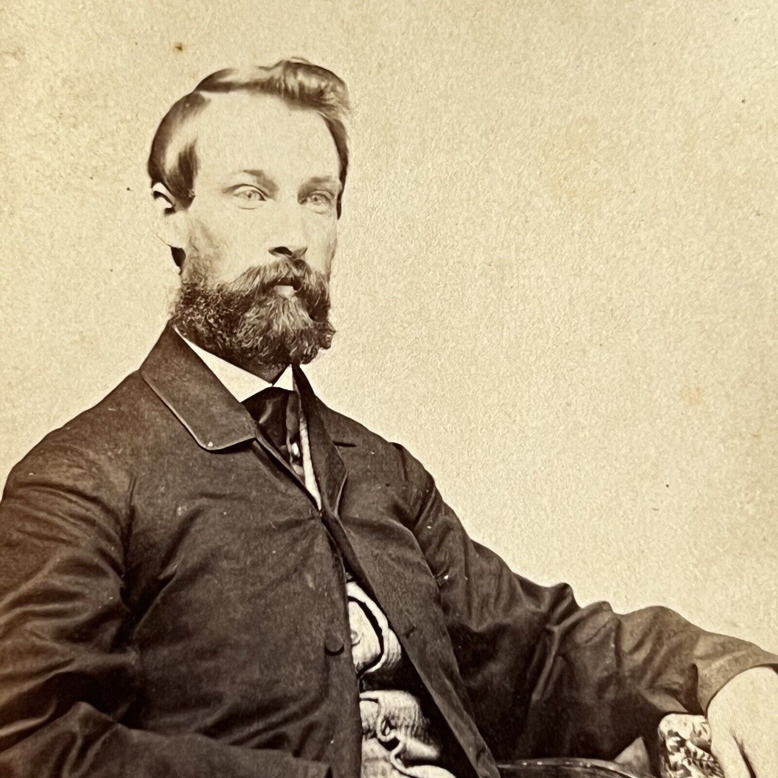 Antique CDV Photograph Handsome Dashing Man Great Beard Civil War Era
