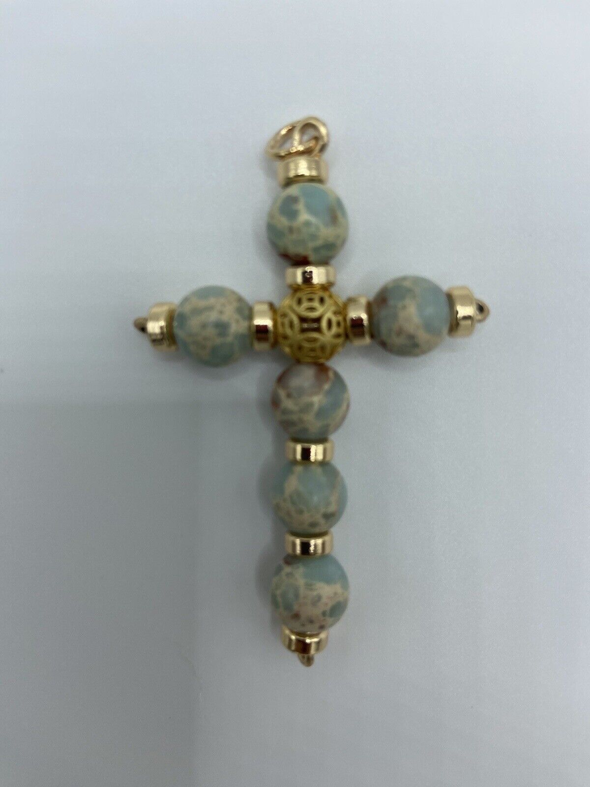Cross Semi Precious Natural Stone Cross Pendant Christian Catholic