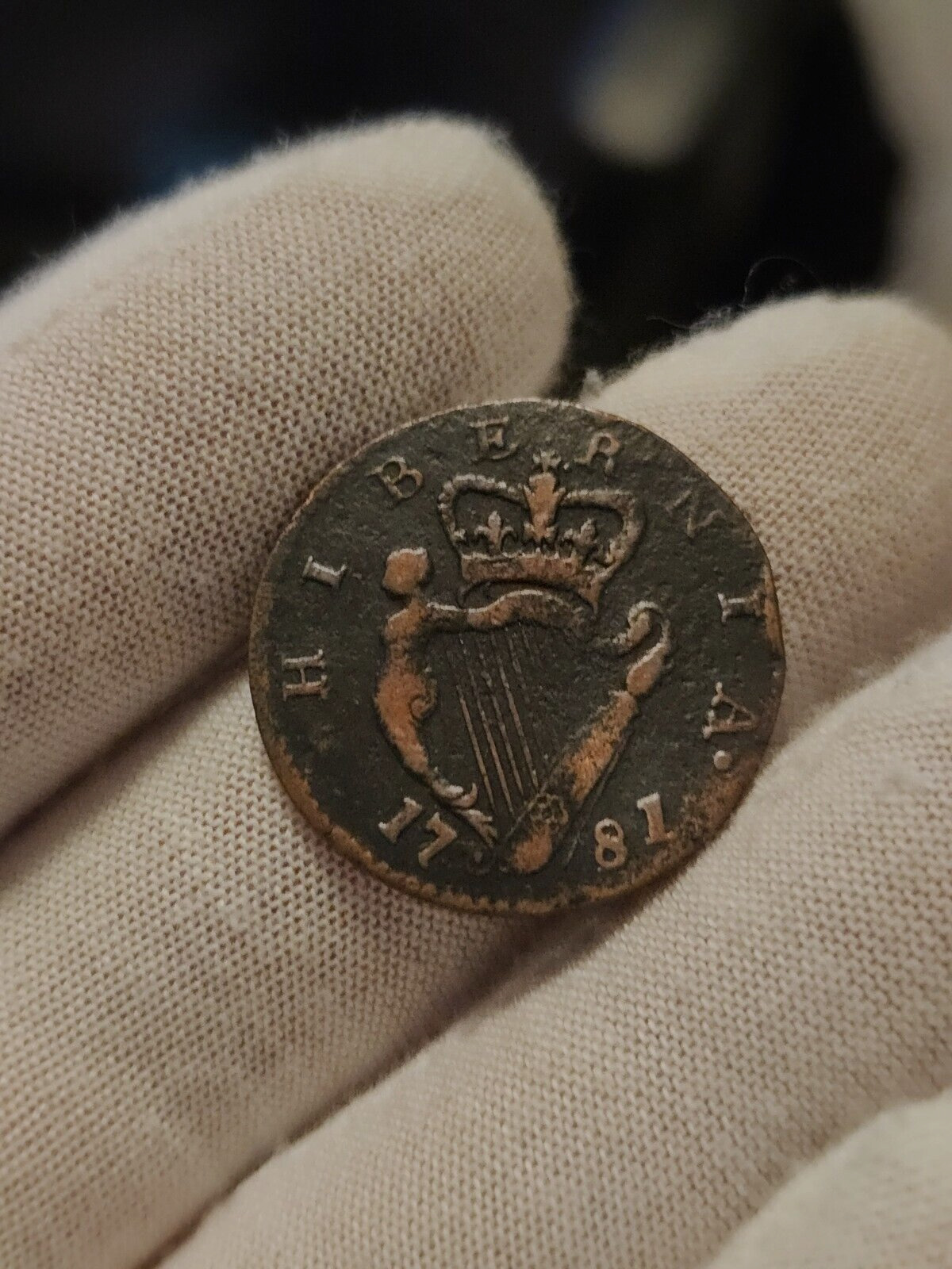 1781 Irish Half Penny Used In Early America Revolutionary War Era Colonial Coin
