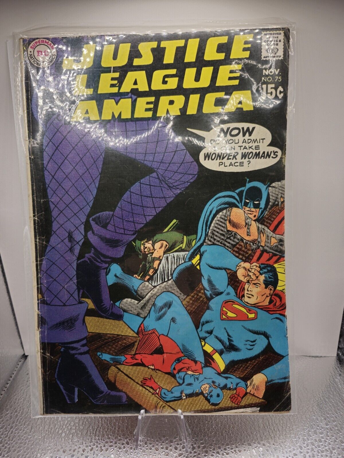 DC JUSTICE LEAGUE OF AMERICA #75 1969 Silver Age Black Canary joins Key Issue
