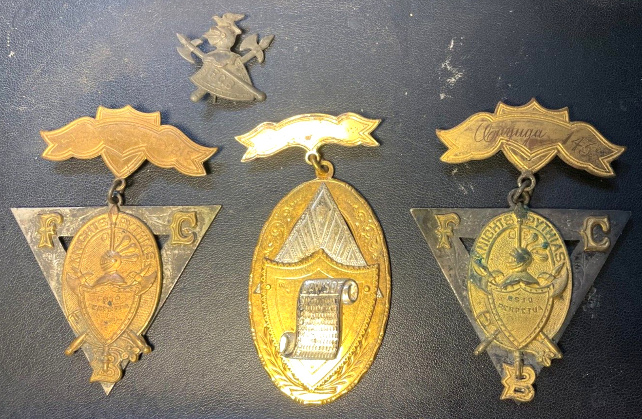 Antique 1874 Lot of 4 Knights of Pythias Medal S.S.Davis Supreme Lodge