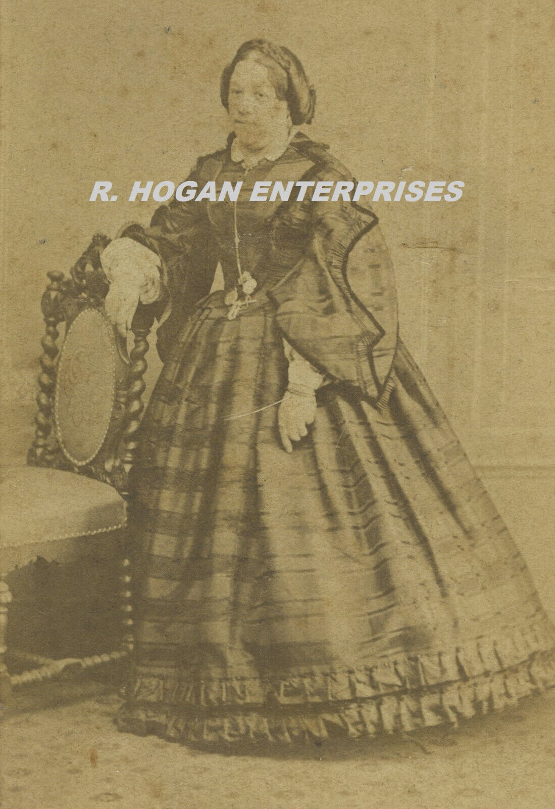 Vintage 1800\'s WOMAN WEARING DRESS SCHENK & HALLE STUDIO CDV CARD PHOTO N3E