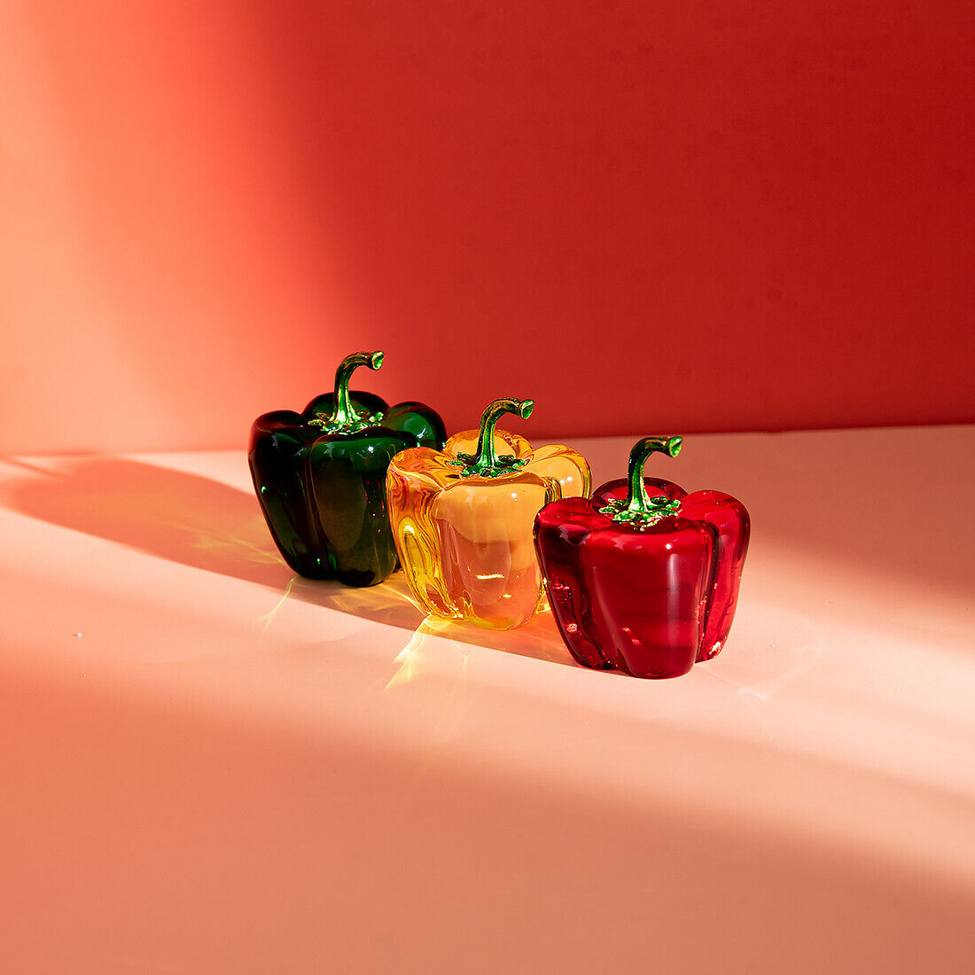 3Pcs Color Crystal Chili Figurine Collectible Glass Pepper Ornament Home Decor