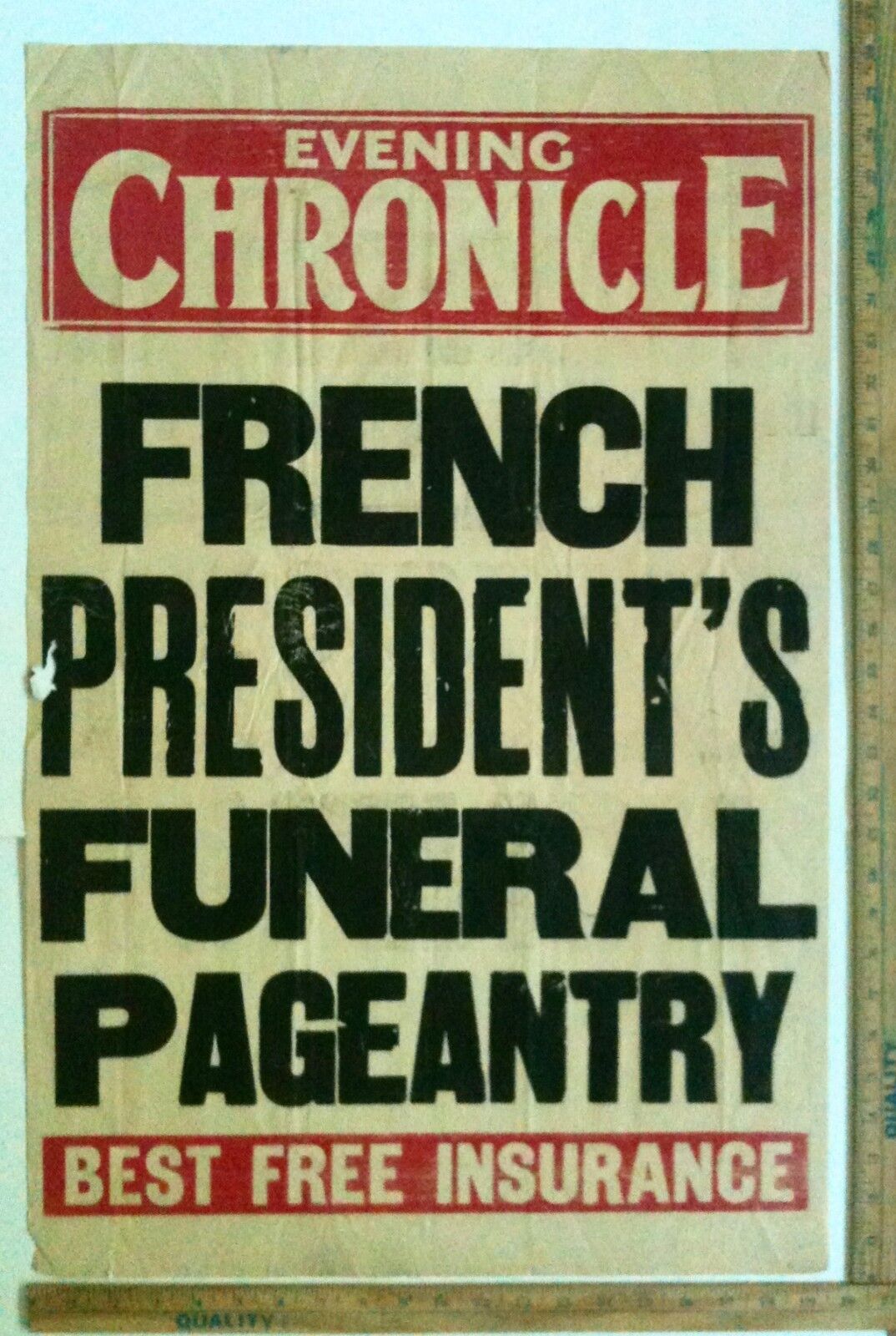 1800’s London Evening Chronicle Newspaper Broadside French Presidents Funeral 