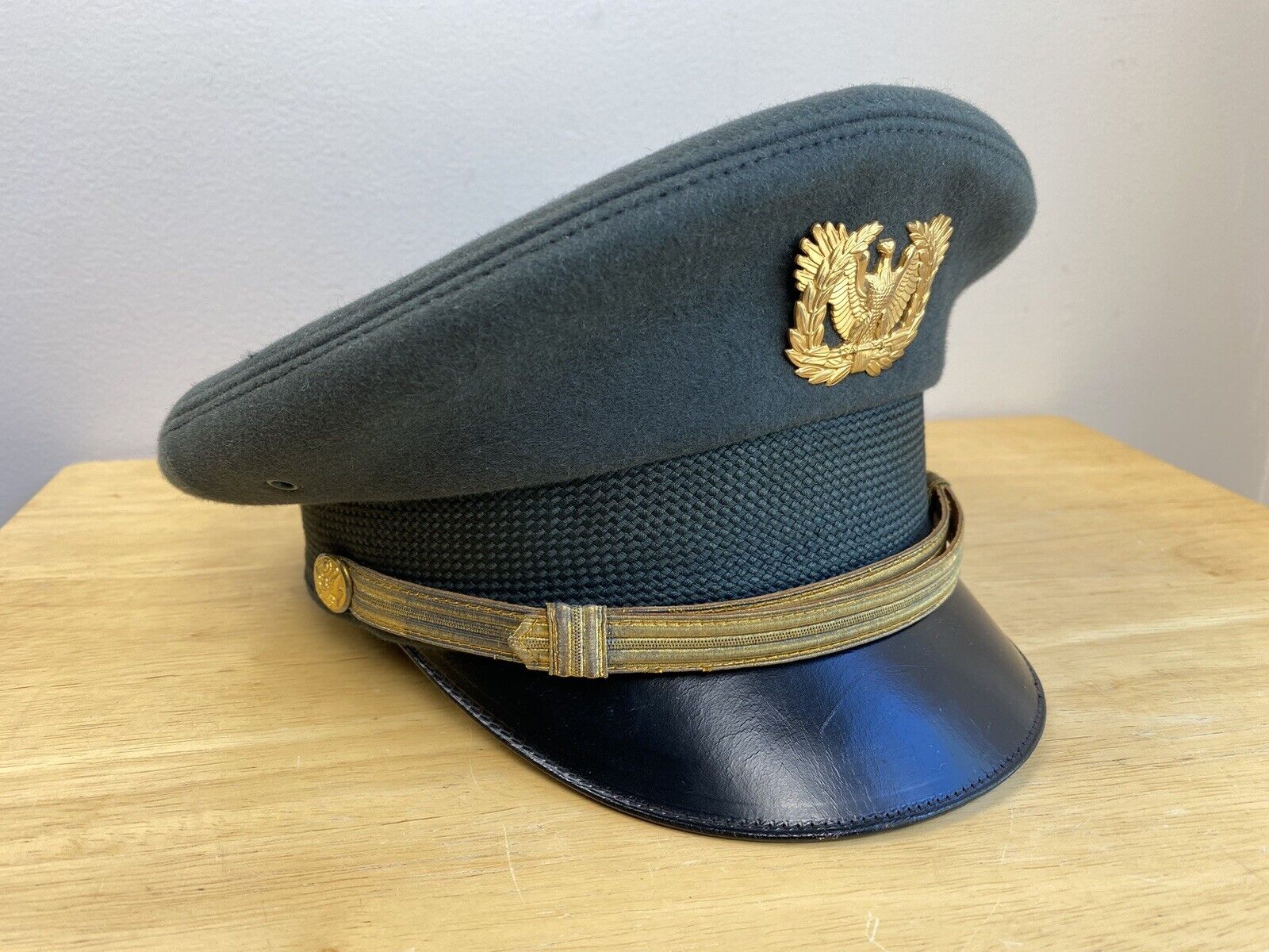 Vtg US Army Officer Wool  Dress Hat Military Cap Size 6-3/4 WO John A. Welles