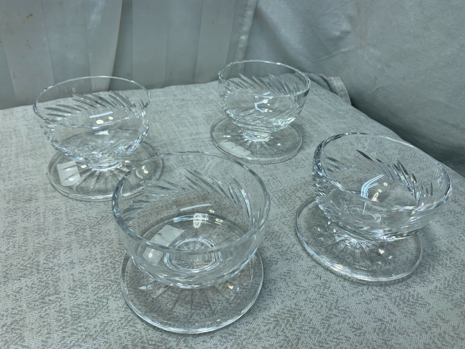 4 Pack Waterford Lismore Crystal Cut Glass Sorbet Ice Cream Footed Dessert Bowl