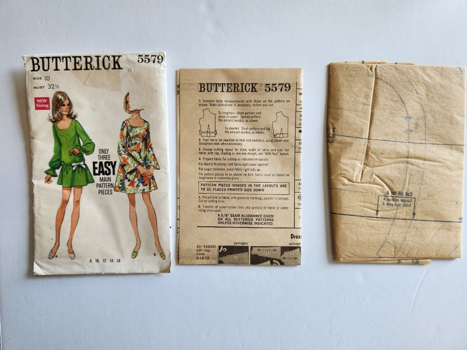 Vintage 1960\'s-70s Butterick Sewing Pattern Dress #5579 Size 10