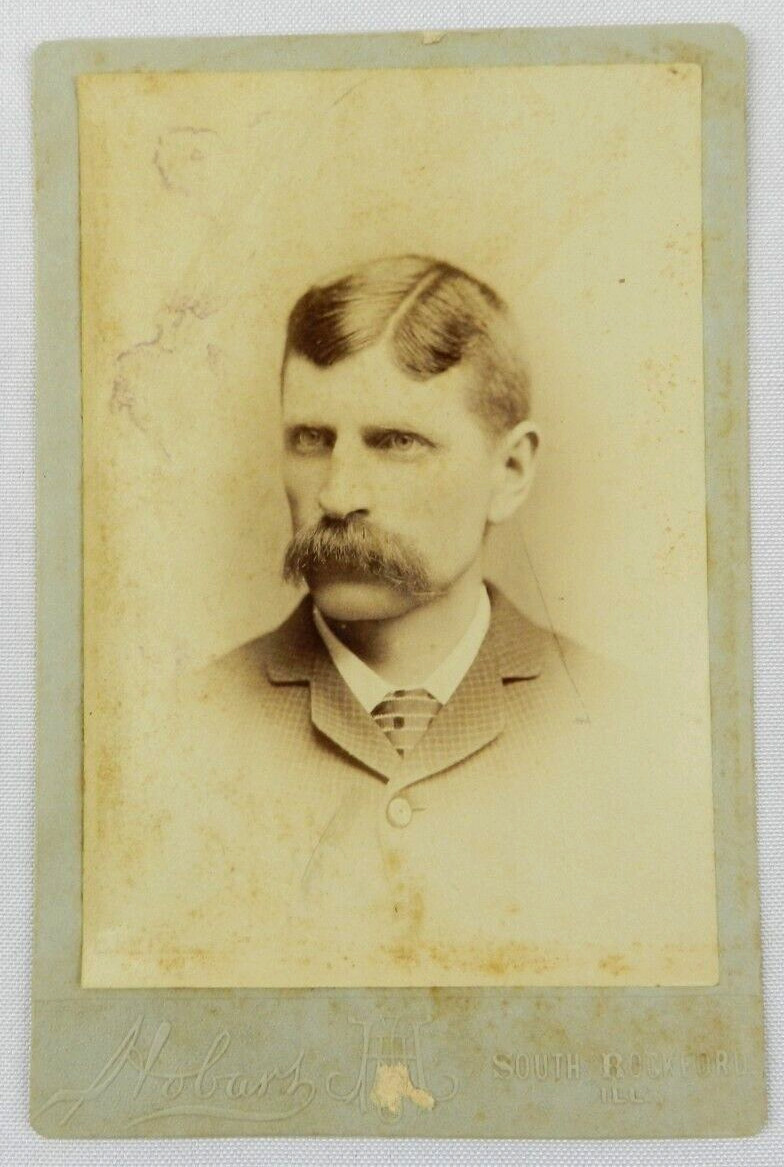 Man with Mustache Striped Tie Portrait 6 x 4\