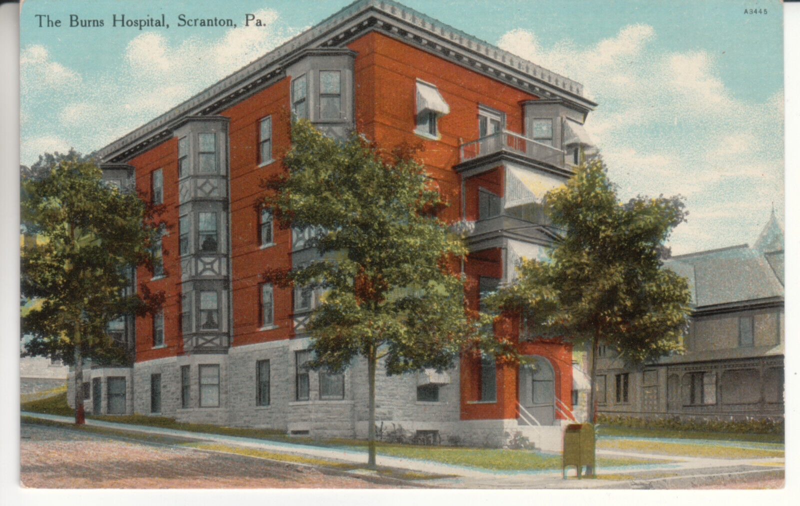 Scranton PA Pennsylvania - The Burns Hospital - Postcard - circa 1910
