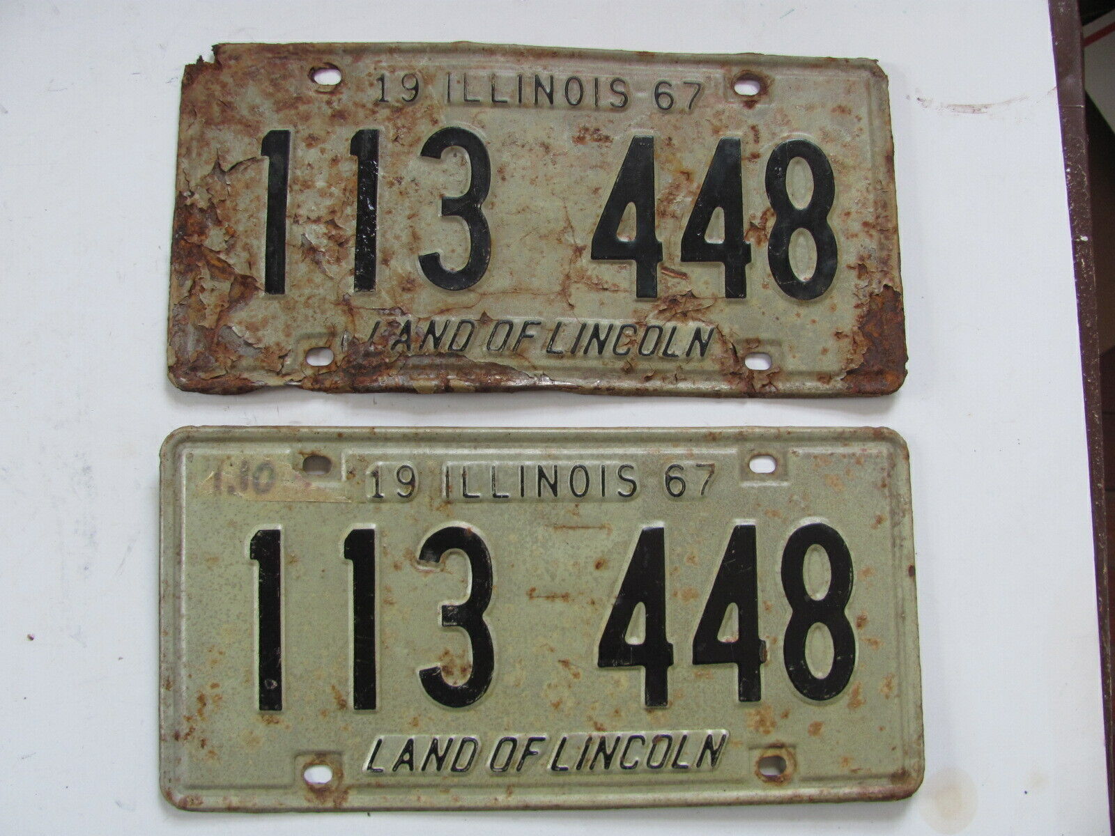 1967 Illinois IL License Plate Matching Pair