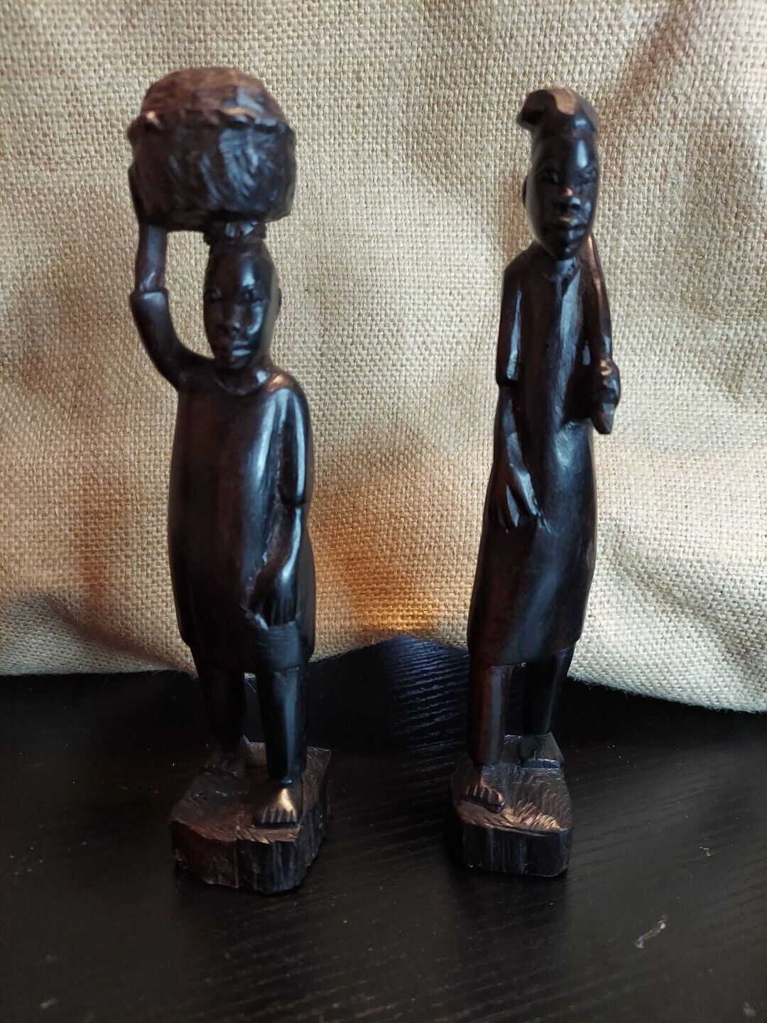 Pair of Hand carved  Wooden African Couple Statues 7-1/2”  AFRICAN ART