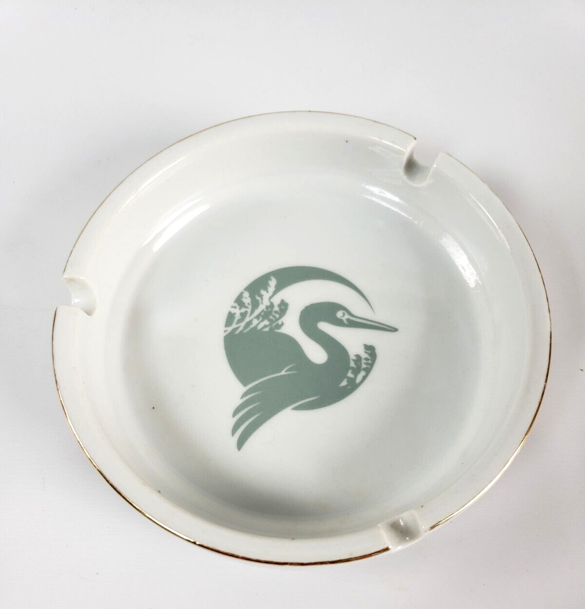 Vintage Porcelain Pelican Crane Novelty Ashtray White
